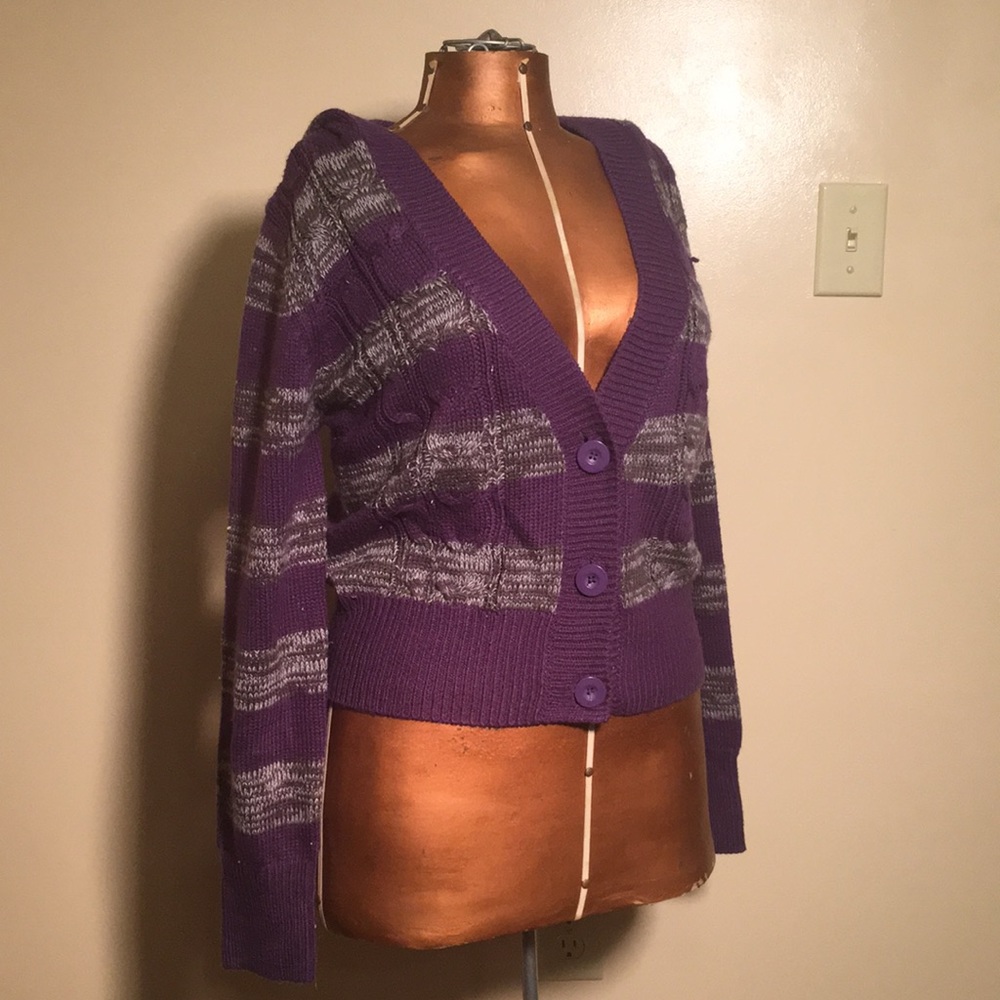 Hooded Cable Knit Button-up Sweater